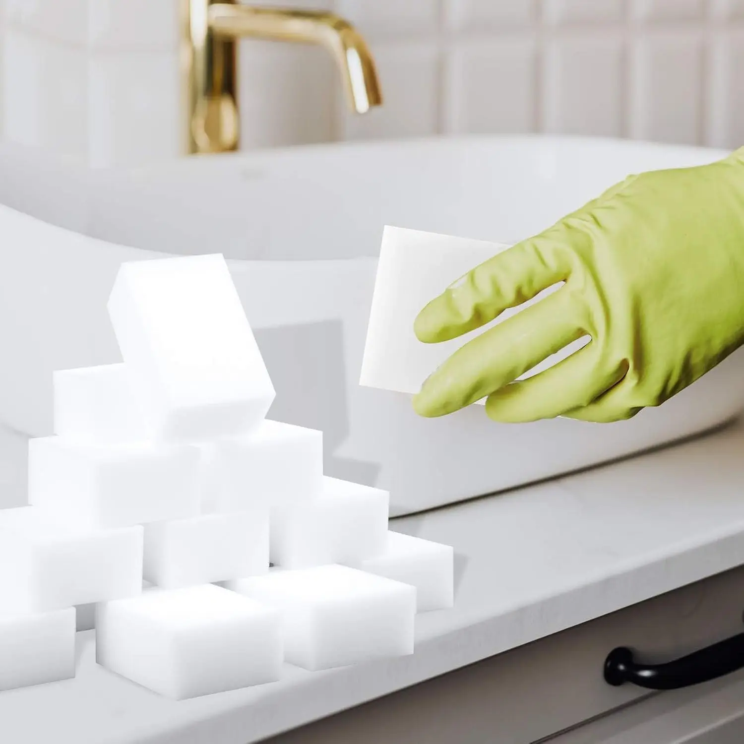 Magic sponge eraser, multi surface powerful scrubbing foam cleaning pad - bathtub, floor, dado, bathroom, wall cleaner