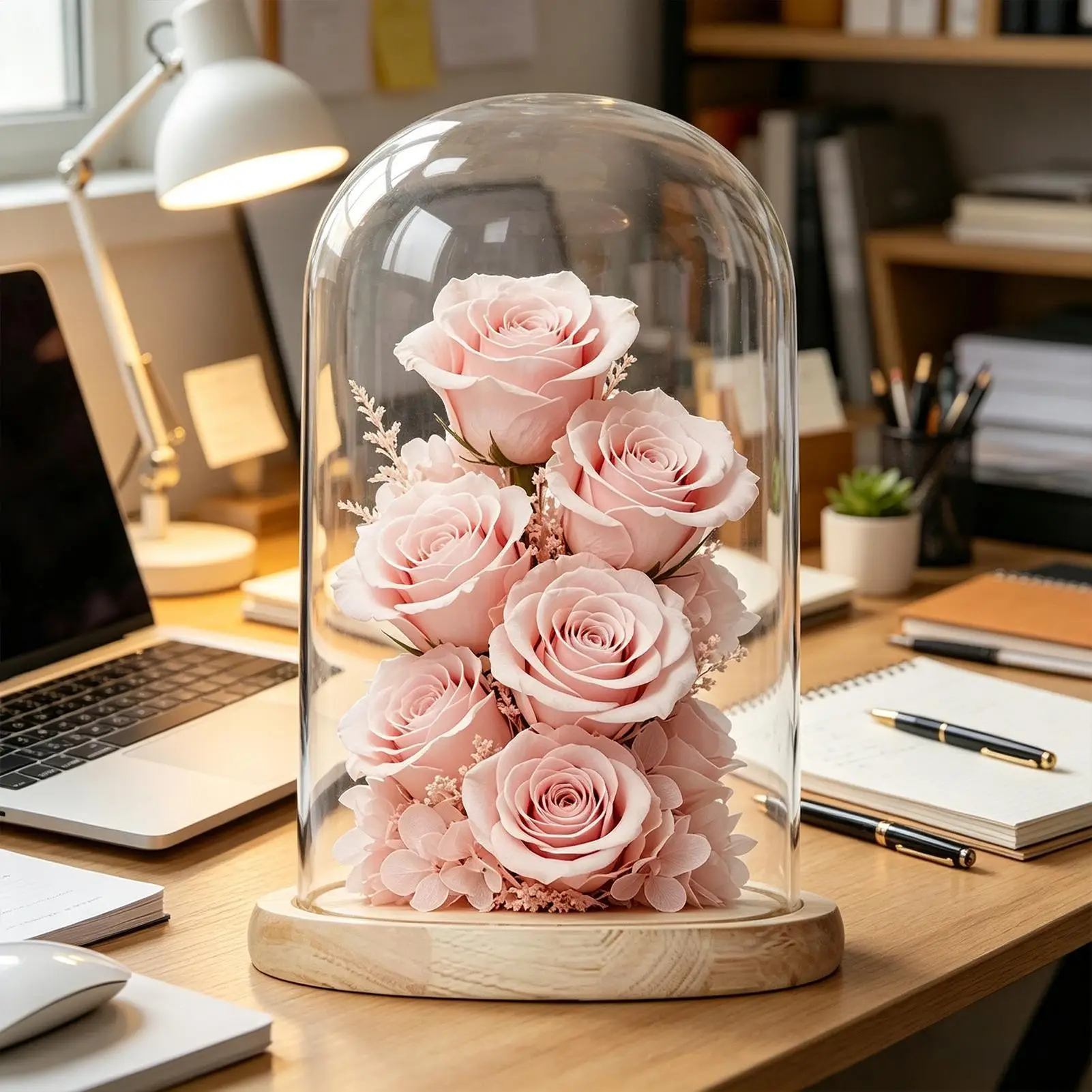 Glass Domes For Display Dustproof Crystal Display Cloche With Base Glass Flower Decor Cloche For Statues Artificial Flowers Home