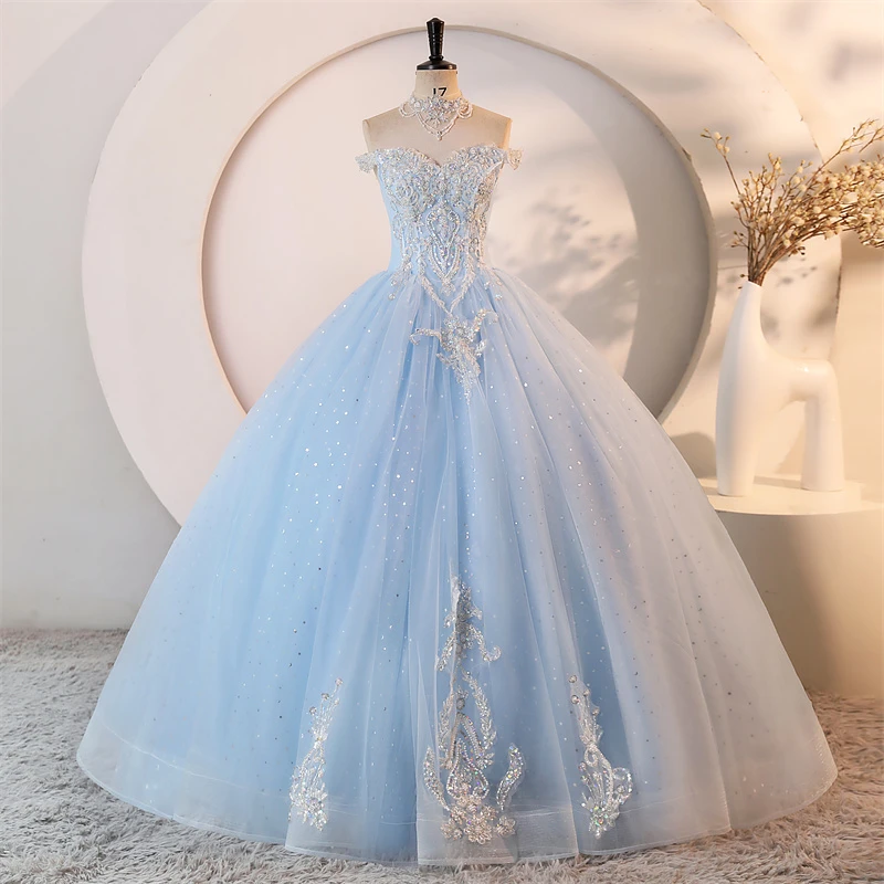 

Cheap Party Dress Shiny 15 Quinceanera Dresses Ball Gown Prom Gown 15 Year Old Dresses For Quinceanera With Choker Customized
