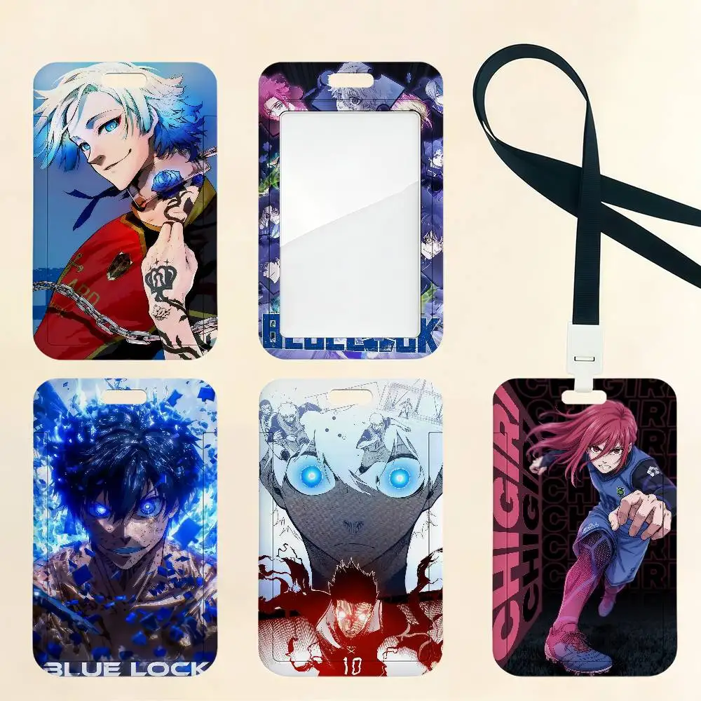 Comic B-Blue L-Lock Card Holder Corporate Business Work Badge Holders Uisex Credit Bus Daily Commute ID Case