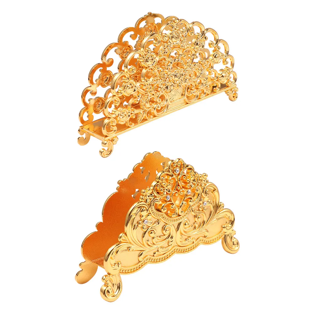 

European Style Napkin Holder Zinc Alloy Desktop Ornament Metal Paper Dispenser Art Craft Elegant Gold Tissue Box Restaurant