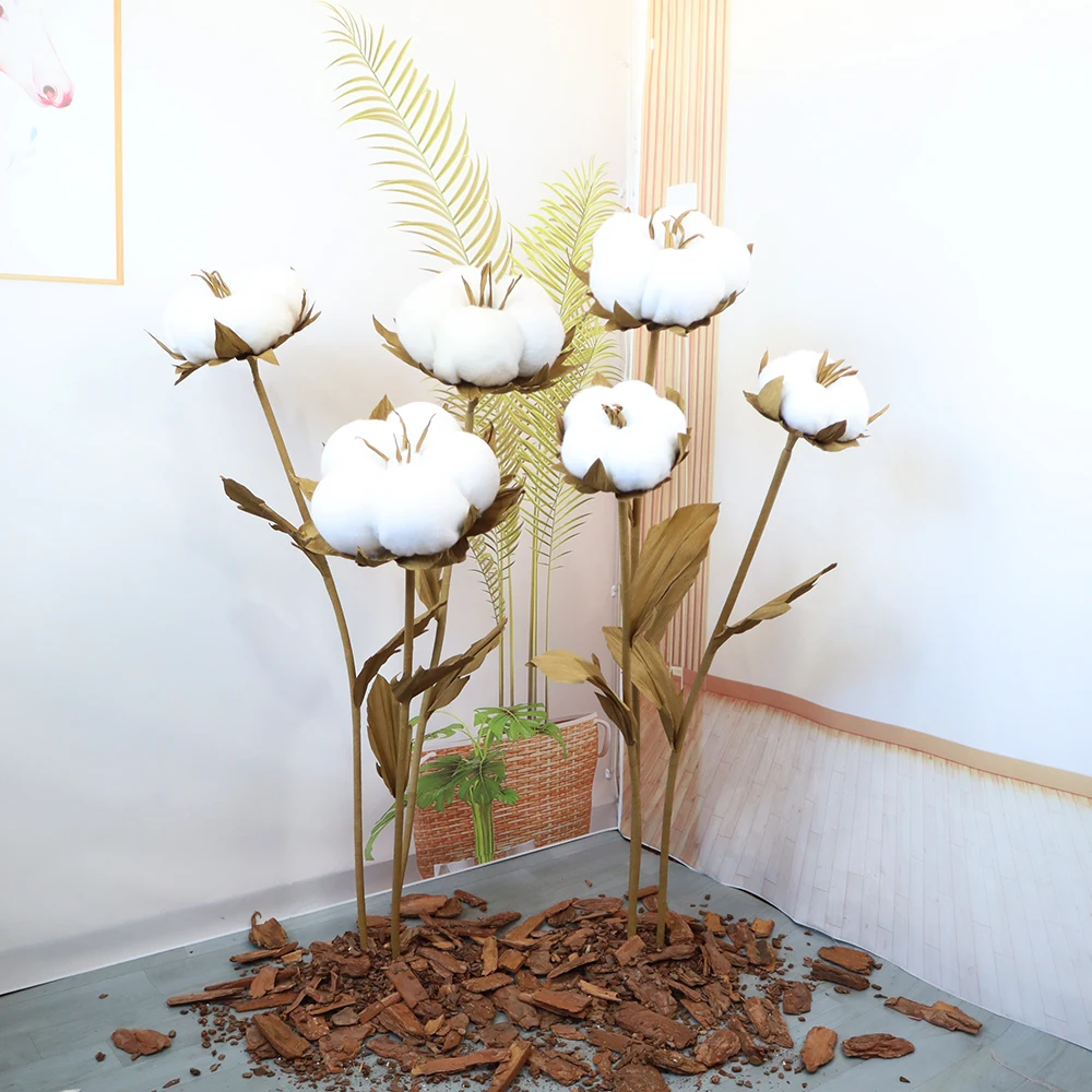 

Simulated Large Cotton Flower Bouquet Shopping Mall Window Display Outdoor Supplies Festive DIY Decoration Artificial Dry Flower