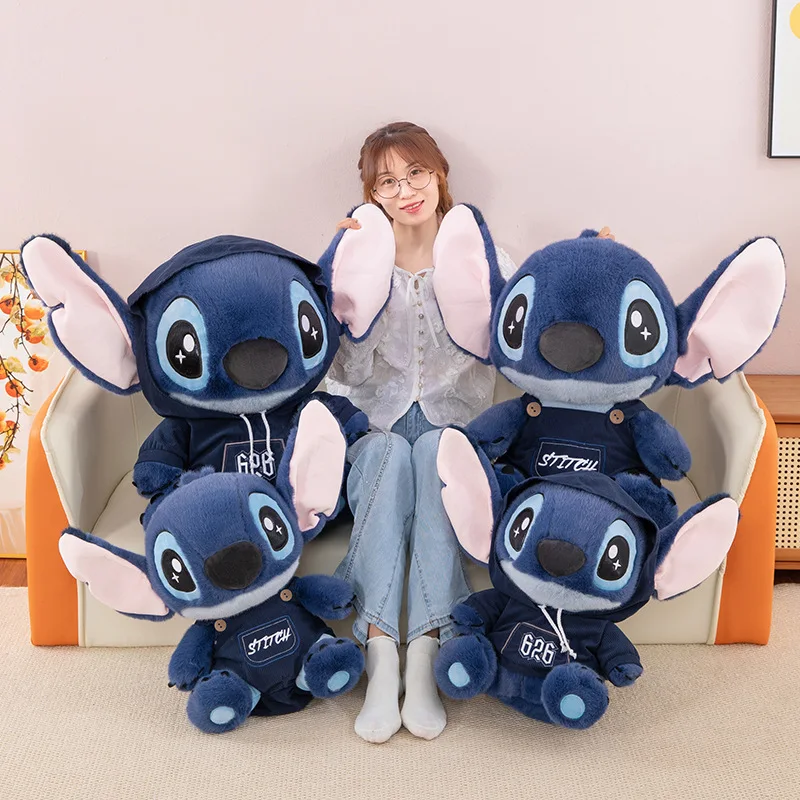 Stitch overalls plush toy cute Stitch hoodie doll birthday gift