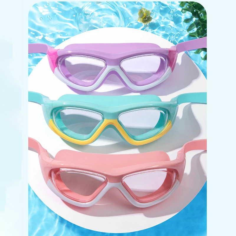 Gafas de natación con tapones para los oídos para niños, lentes HD antivaho, protección de silicona, para niños de 4 a 15 años, juego 2 en 1