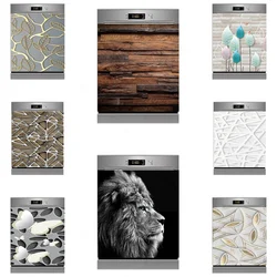 3D Wood Grain Self Adhesive Dishwasher Stickers Animals Lion Wall Sticker Kid's Art Door Cover Kitchen Accessories Home Decor