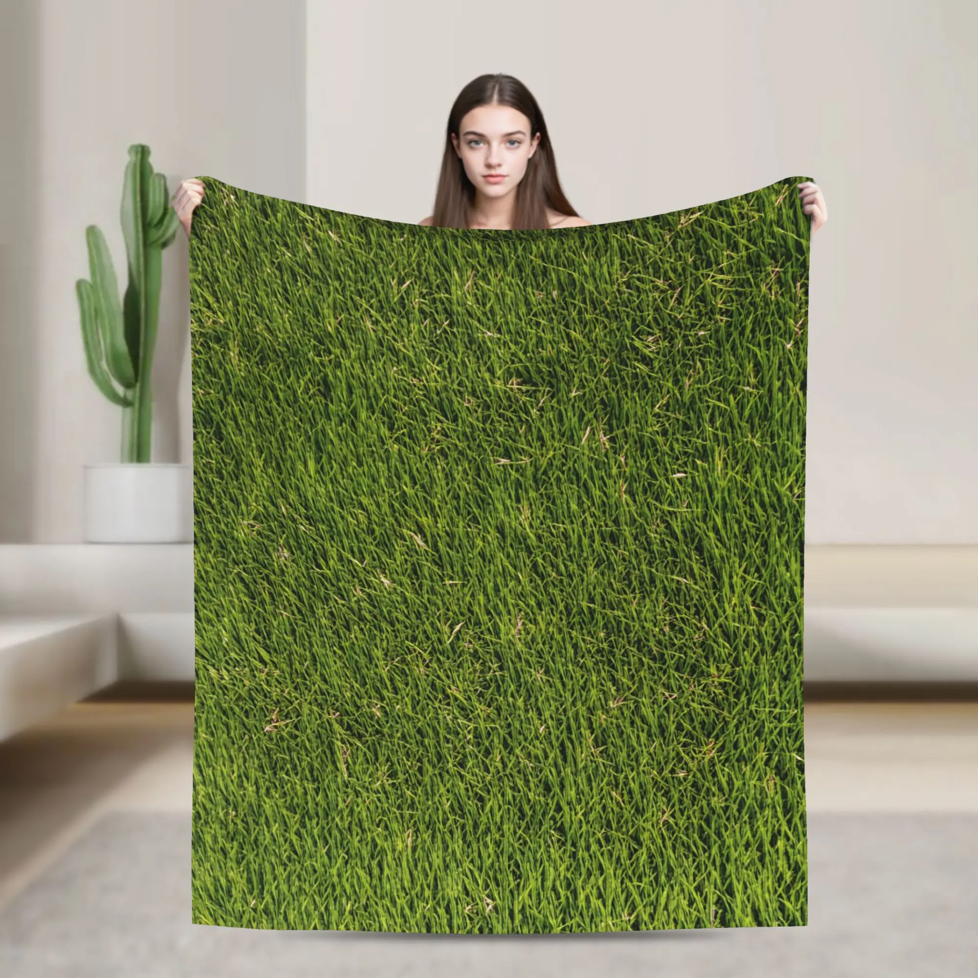Grass Battlemat Grassland Land Greenery Super Warm Blanket  Decorative Plush Bedding Throws Flannel Bedspread Sofa Bed Cover
