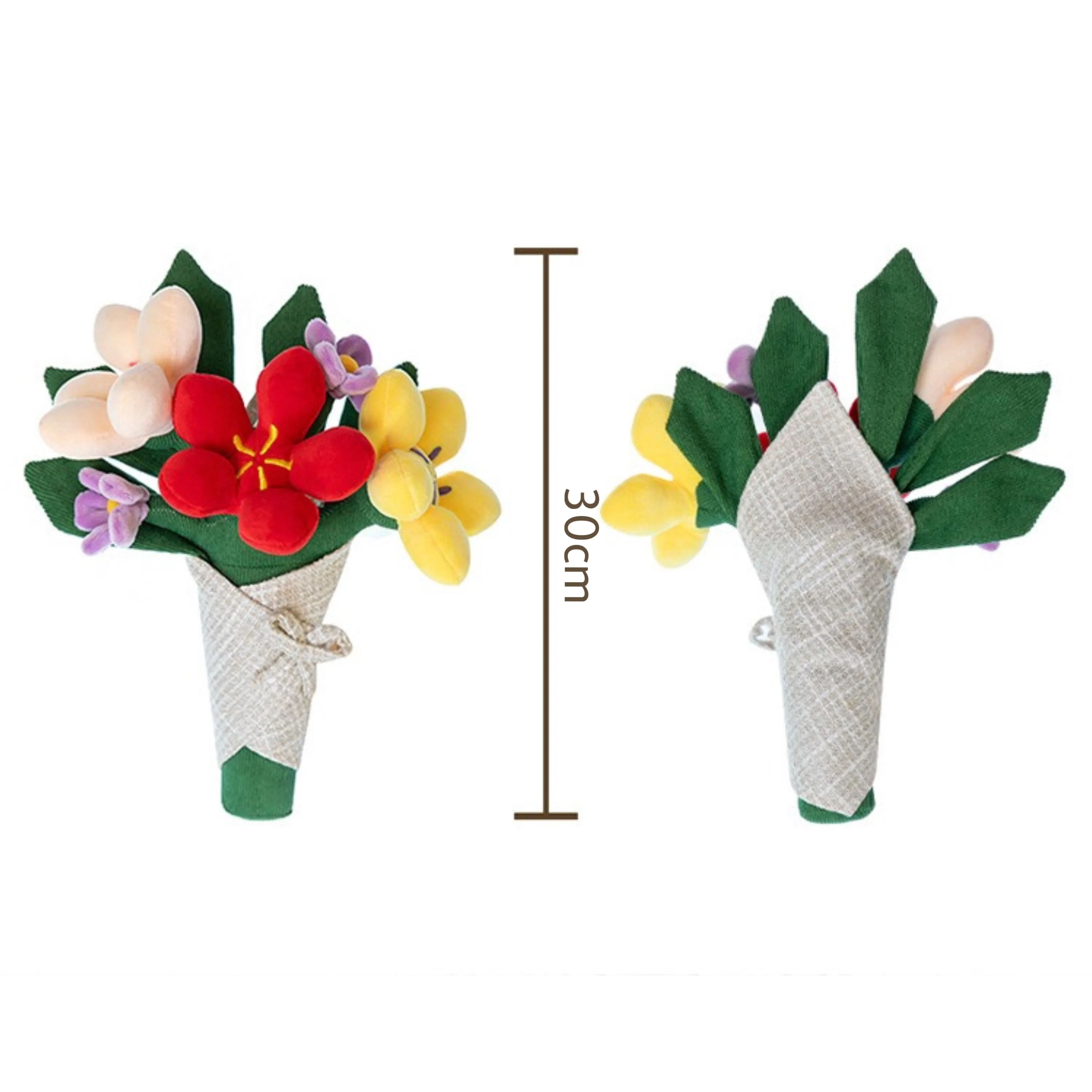 30cm Creative Rose Hand-Held Flower Plush Toys Cute Valentine's Day Gift Soft Stuffed Accompany Doll DIY Room Car Decoration