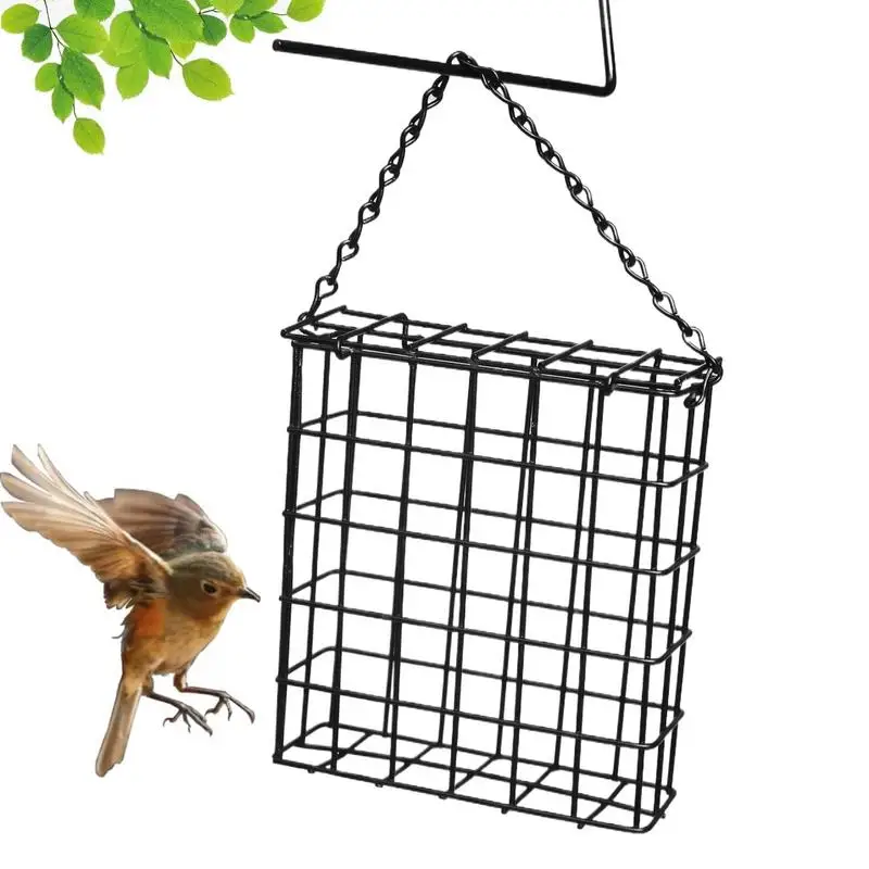 

Black Square Bread Block Bird Feeder Metal Fat Ball Bird Wire Feeder Outdoor Bird Food Device Hanging square bird cage