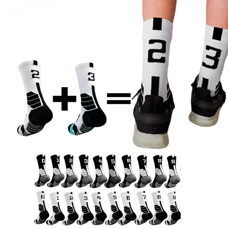 

Free Thick collocation 0-9 Basketball Professional number Socks Sports Socks Non-slip Durable Skateboard Towel Bottom Socks