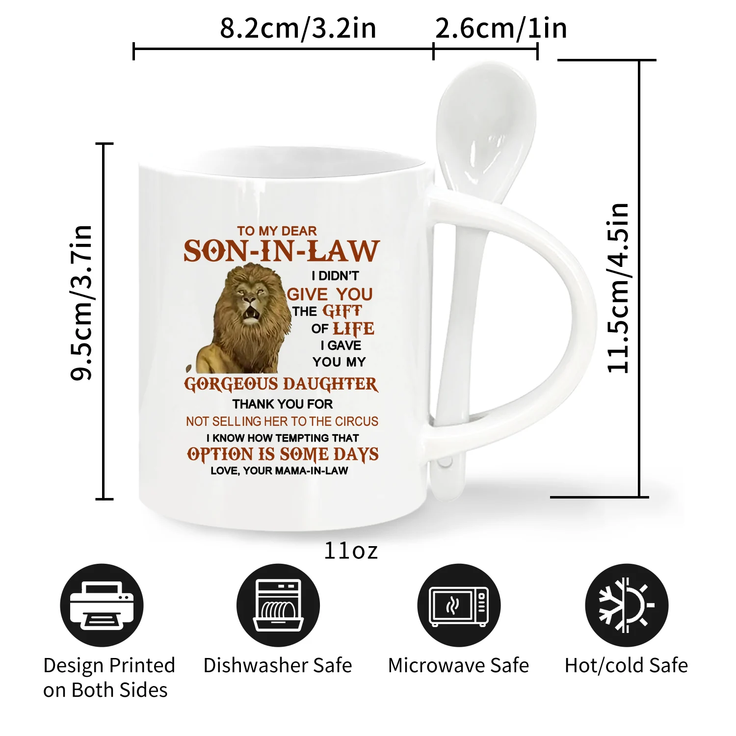 To My Dear Son-in-law Coffee Mug,Son In Law Gift from MaMa-in-law,Son In Law Mugs for Holiday,11oz Ceramic Coffee Mug with Spoon