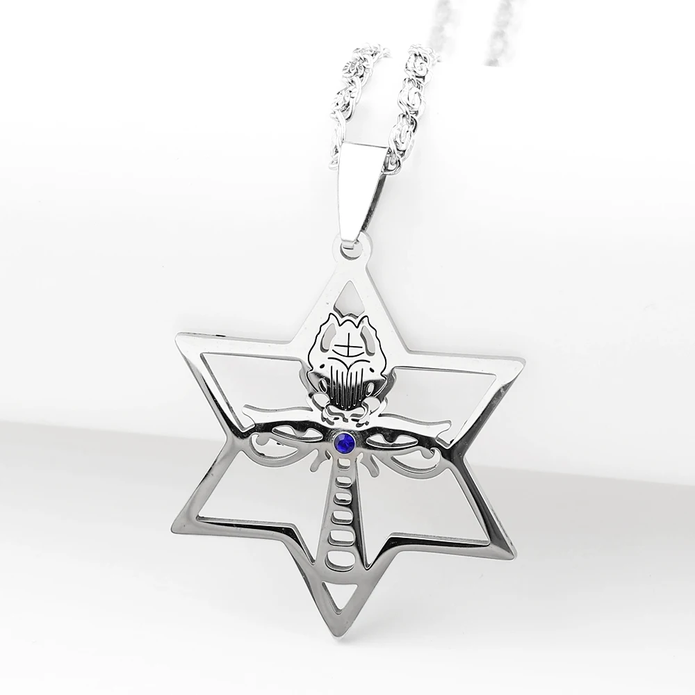 Scarab Eye of Ra Horus Ankh Necklaces for Women Men Stainless Steel Silver Color Star of David Hexagram Necklace Jewelry collare
