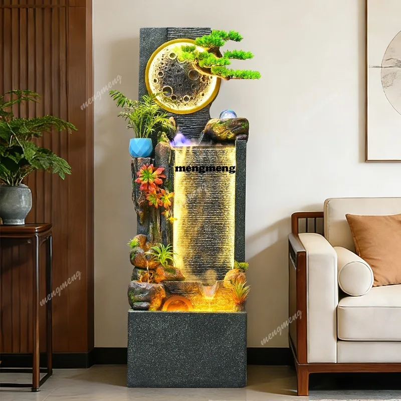 Rockery Flowing Fountain Large Ornament Curtain Wall Living Room Circulating Water Feng Shui Wheel Decoration
