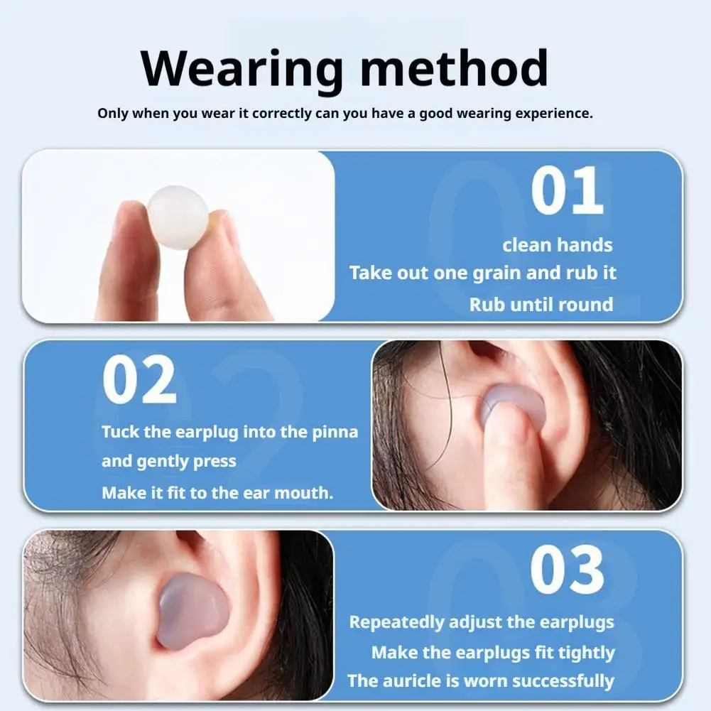 6 قطعة سدادات سيليكون لينة مع حقيبة حمل سدادات الأذن الصامت إلغاء الضوضاء النوم الأذن التوصيل مقاوم للماء سدادات حماية الأذن