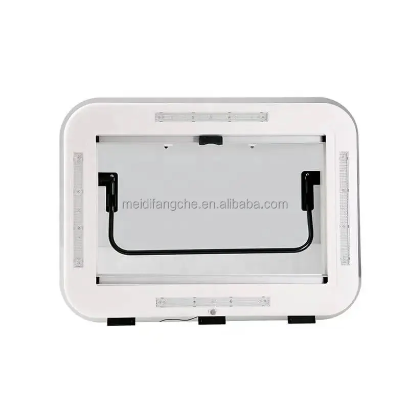 500*500 Aluminum Alloy Adjustable Fit RV Skylight for Caravan RV Camper Van Double-layer Acrylic Glass 70 Opening Angle