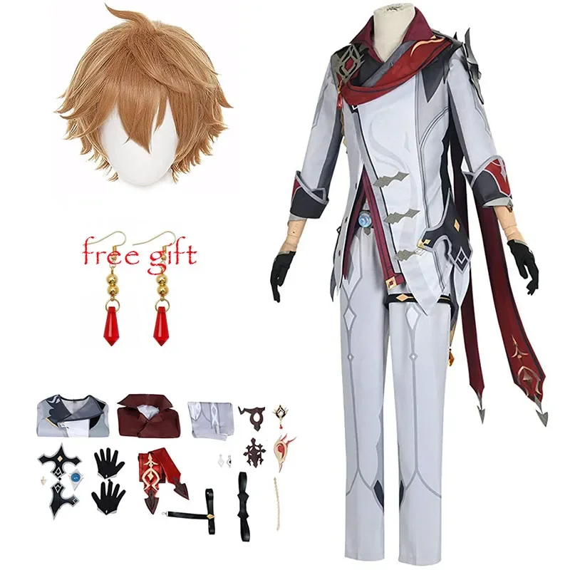 

Anime Game Genshin Impact Tartaglia Cosplay Costume Childe Full Set Wig Earrings Halloween Party Costumes