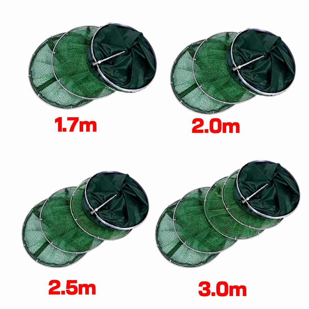 1.7-3m Fishing Basket Dip Net Trap Folding Telescopic Net Fish Mouth Protection Basket Outdoor Carp Fishing Tool Hold Over 50kg