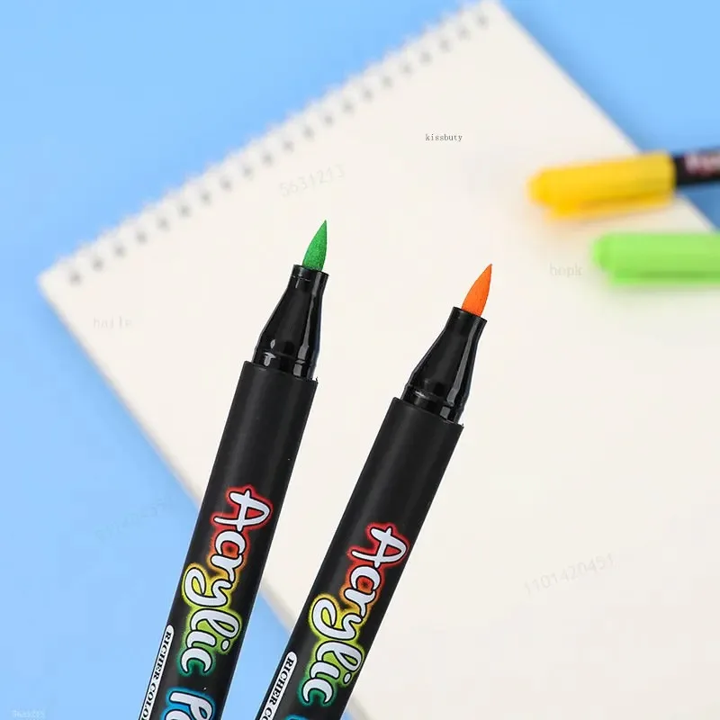 12-60 Colors Acrylic Brush Marker Pens for Fabric Canvas Stone Metal Ceramics DIY Painting Pen