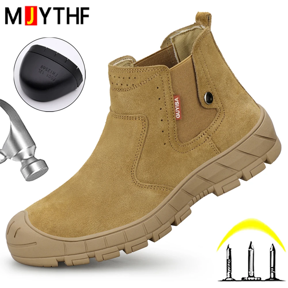 Men's Anti Scald Welding Boots Work Safety Shoes Anti-Smash Anti-Puncture Indestructible Shoes Security Protection Boots Men
