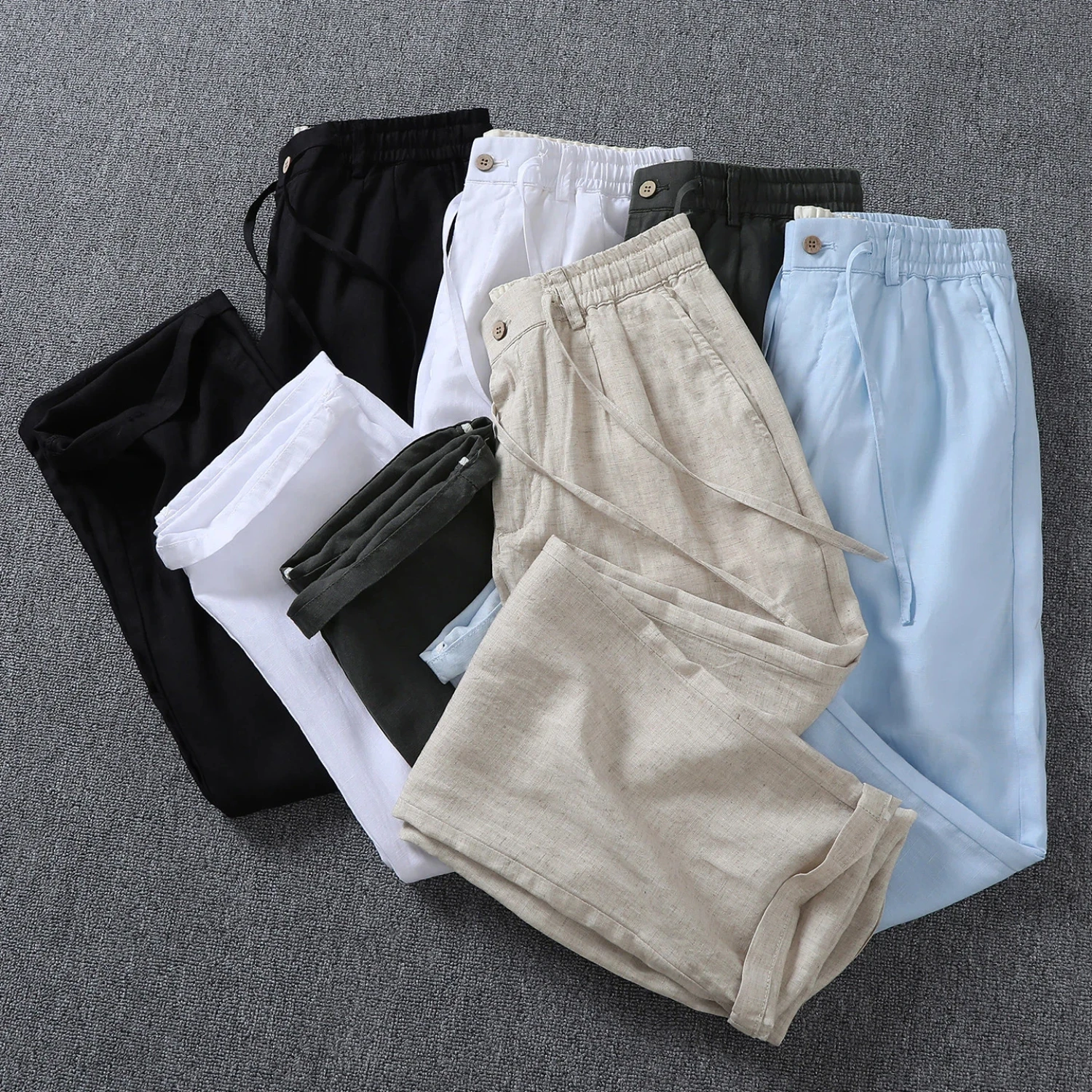 Spring and summer thin breathable casual pants for men, comfortable elastic waist trendy trousers