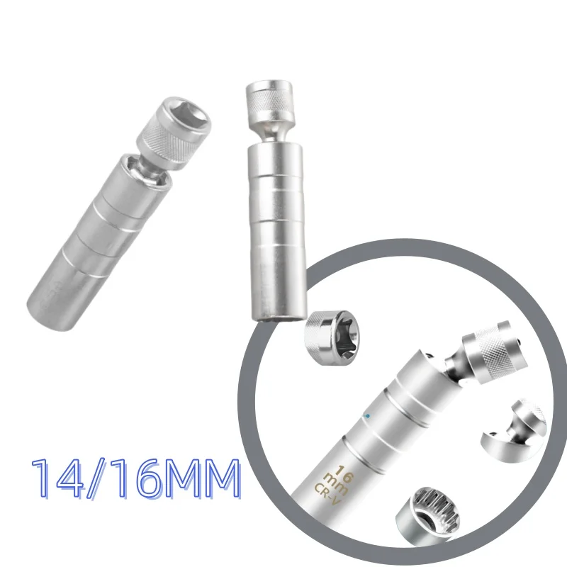 

Набор магнитных головок для свечей зажигания, 14 мм, 16 мм, тонкостенное универсальное соединение, гибкий адаптер для гаечного ключа с приводом 3/8 дюйма для инструмента для ремонта автомобиля