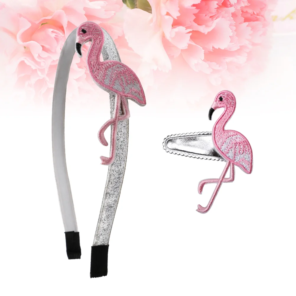 

2 Pcs Flamingo Headband Barrette Hairpins Blush Headwear Headbands Headdress Set