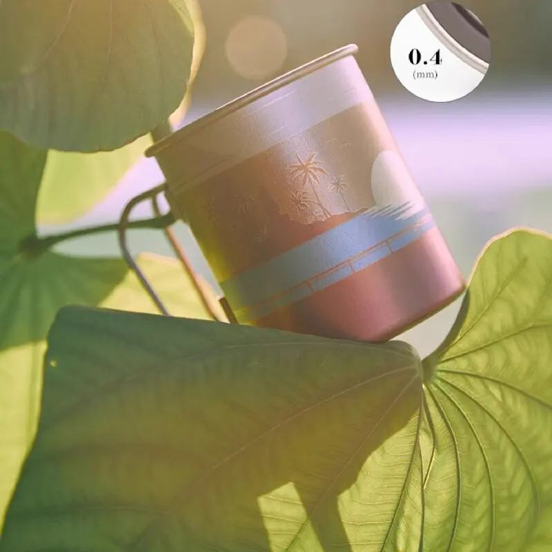 كيث تقنية نحت الأكسدة الجديدة لأكواب التيتانيوم النقي أكواب مياه من التيتانيوم النقي أكواب قابلة للطي غير مطلية للاستخدام الخارجي