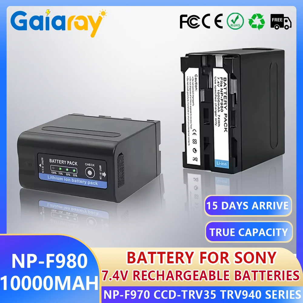 

10000mAh NP-F980 NP-F970 NP F960 F970 F960 Rechargeable Batery For Sony F550 F570 QM91D NP-F975 NP-F950 NP-F930 CCD-RV100 CAMERA