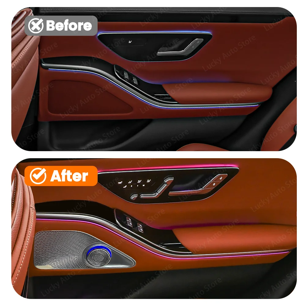 64 Color Ambient Light For Mercedes Benz S class W223 S450L Rear Door Rotating Speaker Cover Speaker 2021 Lnterior Modification