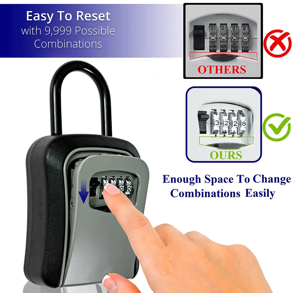 Cassetta di sicurezza a chiave cassetta di sicurezza a combinazione portatile scatola di immagazzinaggio chiave a parete codice ripristinabile cassetta di sicurezza sicura per l'home Office