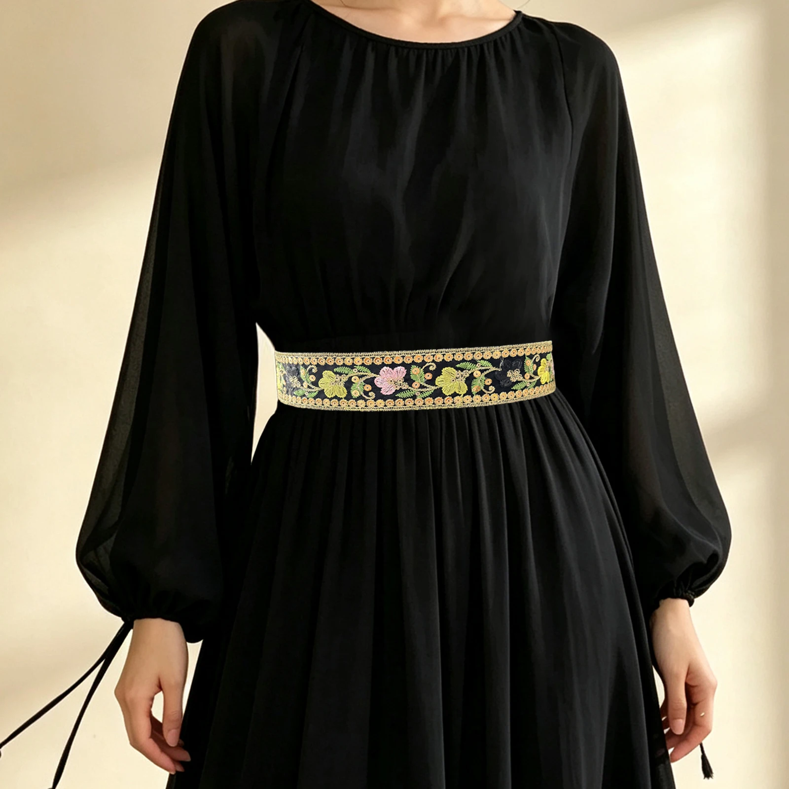 TOPQUEEN Bohemian-Style Handmade Wedding Belt, Embroidered Flower Headband For Women, Multi-Purpose Party Accessory SA202