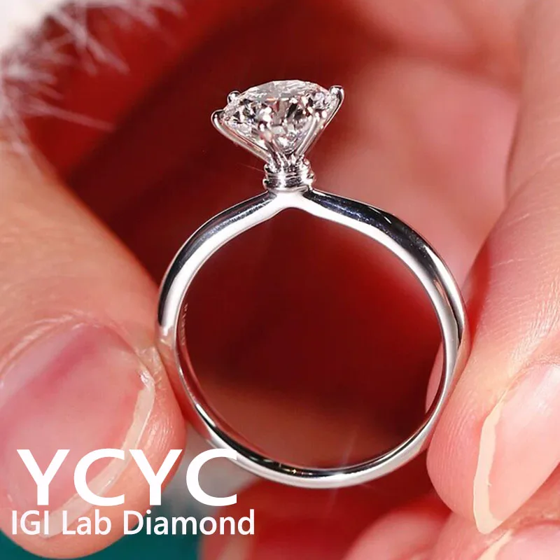 luxurious Round Lab Grown Diamond Solitaire Engagement Ring 3Ct DE VS-VVS 14 White Gold Wedding Ring For Lady