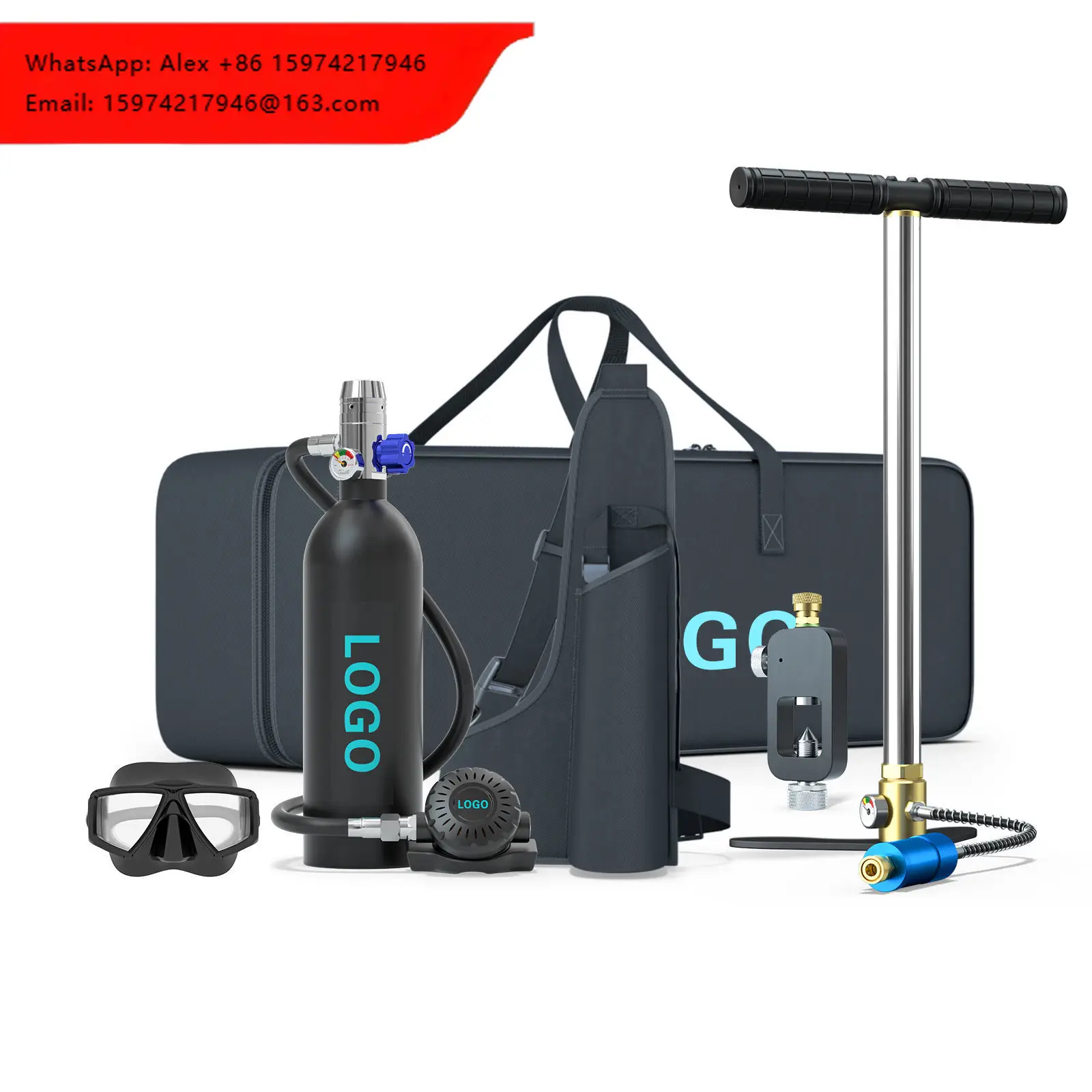 Hot Selling 1L Scuba Tank Oxygen Underwater Breath Equipment Set Mini Scuba Diving Air Tank