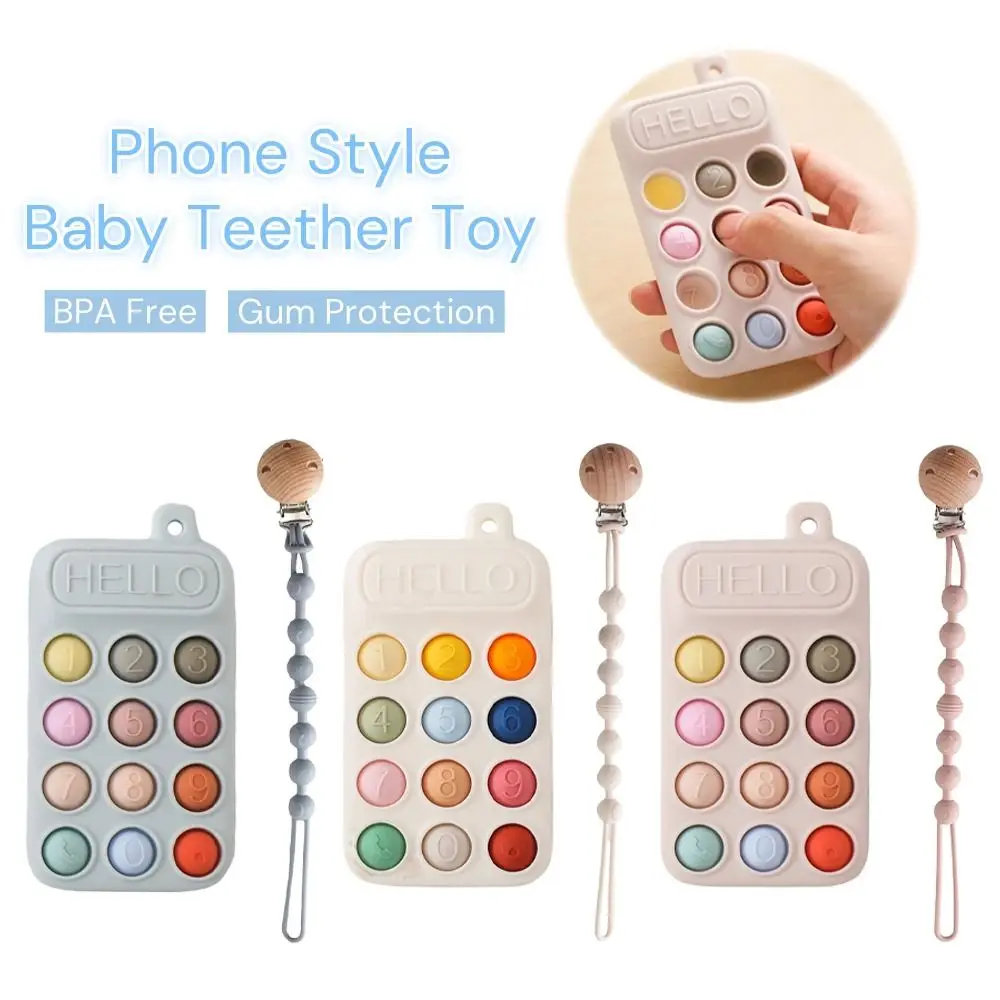 Giocattolo per massaggiagengive per bambini in stile telefono cartone animato Silicone senza BPA Massaggiagengive lenitivo per bambini Protezione delle gengive Simulazione Ciuccio per dormire