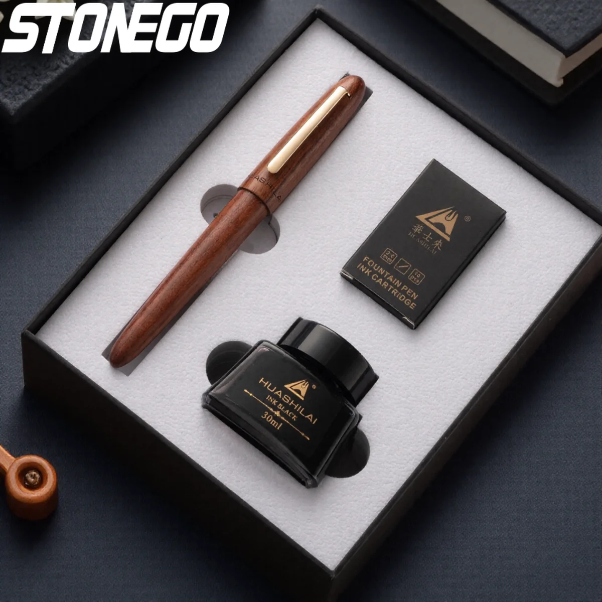 

Роскошный набор перьевых ручек 0,7 мм с позолоченными наконечниками, деревянные перьевые ручки с вращающейся крышкой, чернила 30 мл, идеальный подарок на праздники