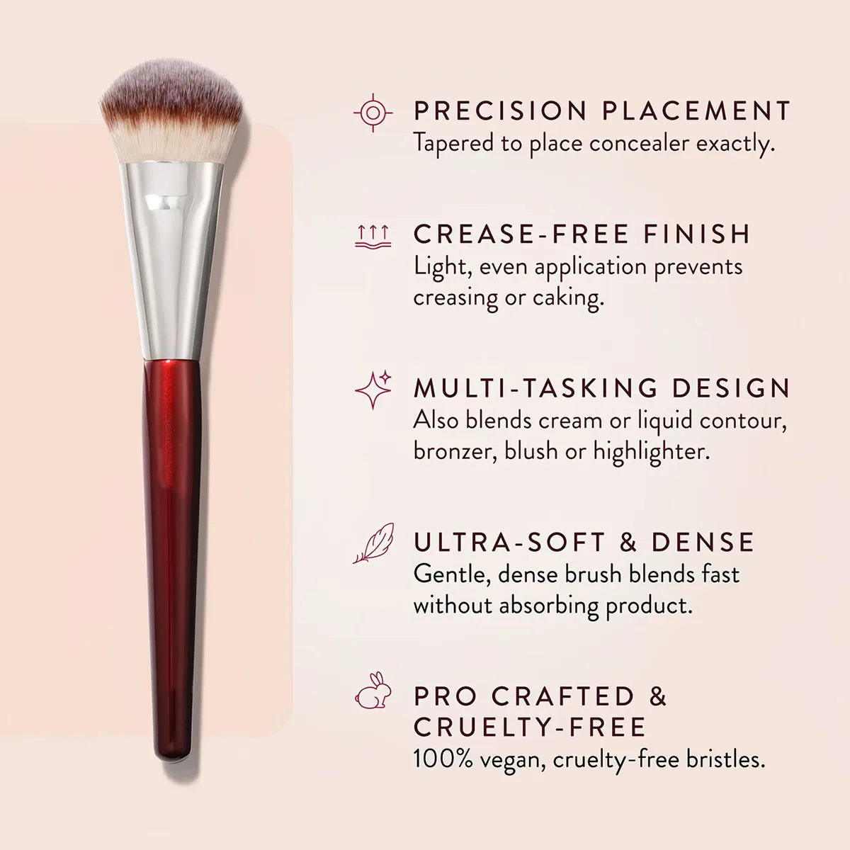 Large  Concealer Brush Beveled Flat Foundation Brush for Under Eye Dark Circles Tear Trough Acne Cover Soft Non-absorbent