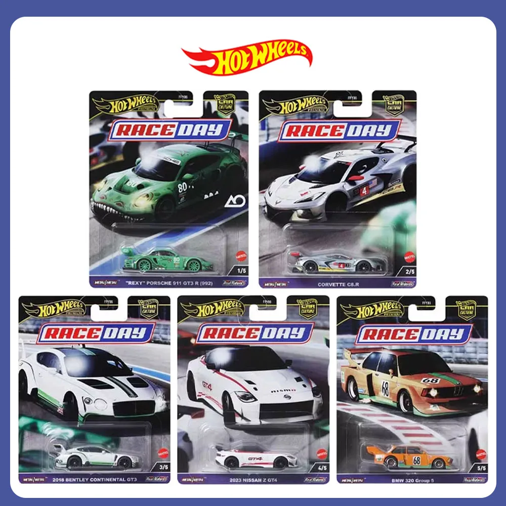 

2024 Mattel Hot Wheels Car Culture Race Day Corvette C8 Bentley Continental Nissan Z GT4 Коллекционная машина-игрушки Литой автомобиль