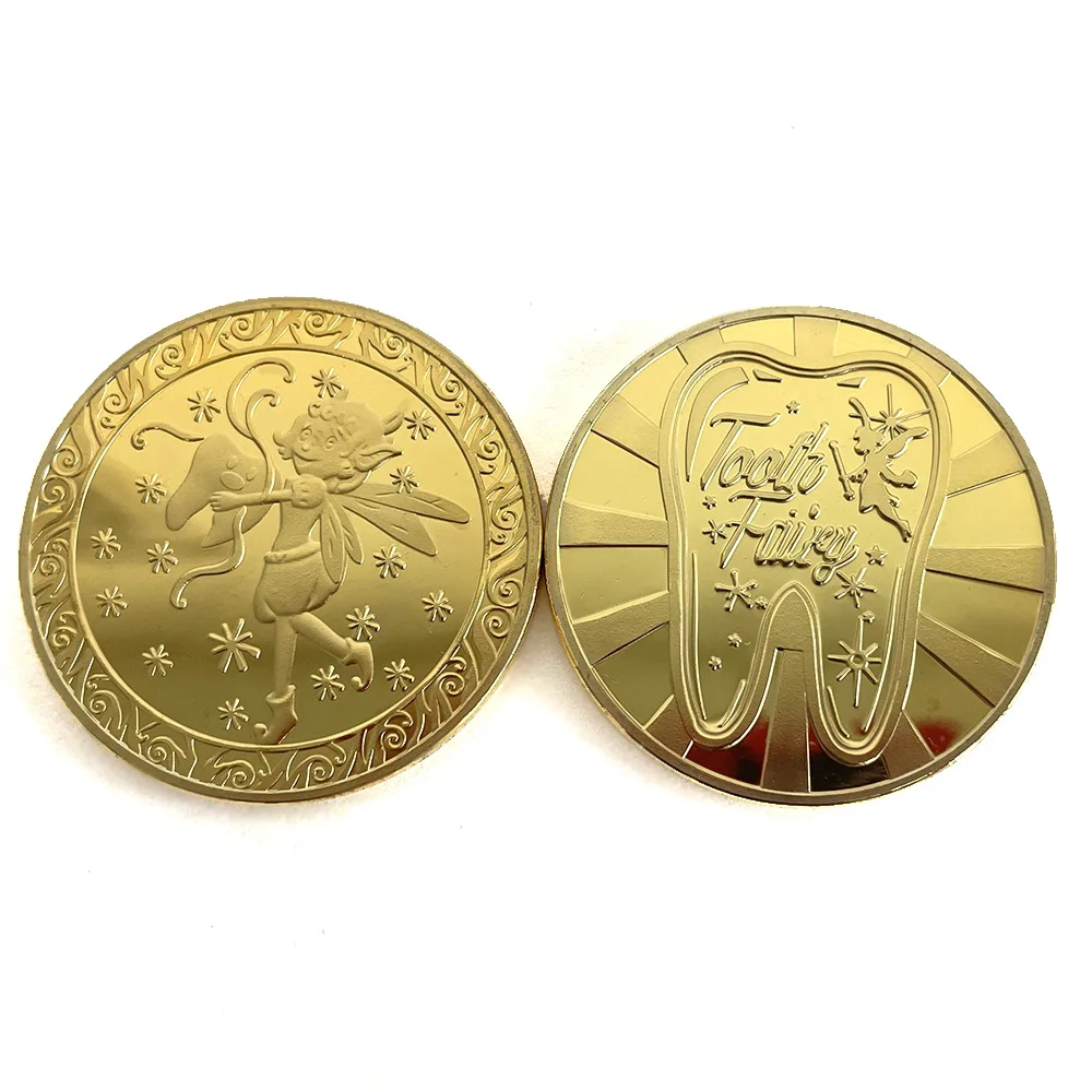 Tooth Fairy Coin Creative Gifts for Children Golden Plated Commemorative Coin Souvenirs