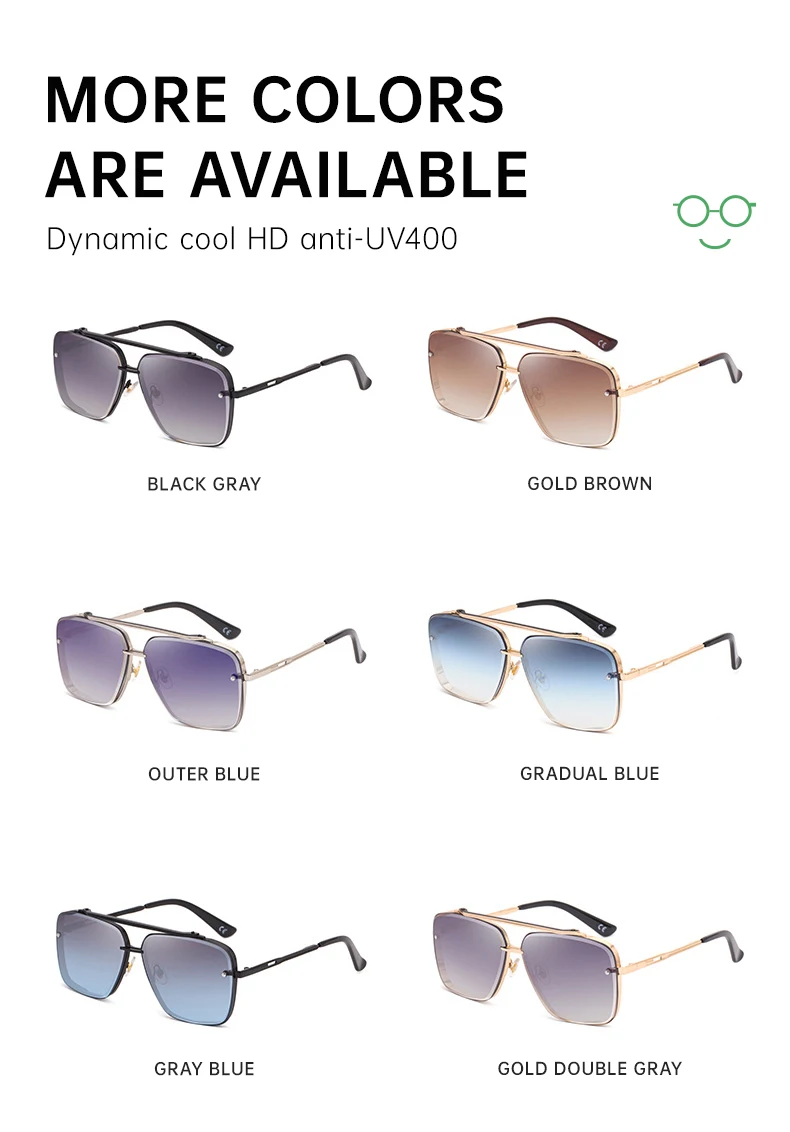 Übergroße Quadratische Randlose Sonnenbrille für Herren 2026 Luxusmarken-Designer Vintage Rahmenlose Sonnenbrillen für Männer Retro Eyewear Shades – Detail 9