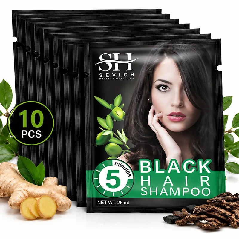 Black Hair Shampoo Faster Dye Hair Into Black Make Grey White Hair Darkening Black Hair Color Shampoo Hair Care Shampoo 1/10pcs