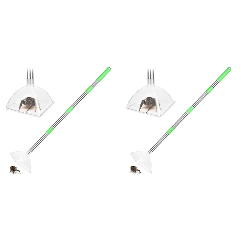 

【EFFICIENT 】2X Spider And Insect Catcher - 32Inch Adjustable Long-Handled Spider Catcher And Release, Contactless Catch Insec