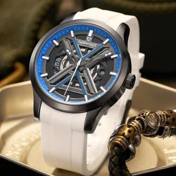 Luxurious Brand Mark Fairwhal Automatic Watches Fashion Rubber Strap Men Mechanical Wristwatch Sport Waterproof Auto Date Clock