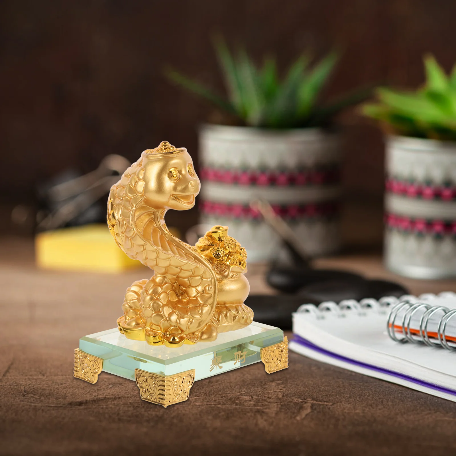 

Zodiac Snake Statue Alloy Crystal Desktop Decor Unique Creative Accessory Office Home Festival Gift Smooth Surface Compact Size