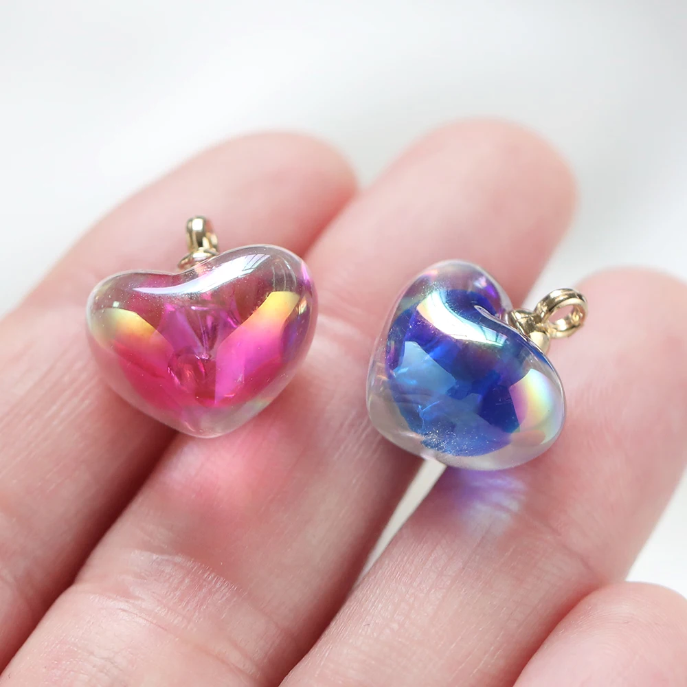 10Pcs 18x19mm AB Color Heart Acrylic Charms Pendants for Necklace Earrings Keychain Pendant DIY Jewelry Making Accessories view 6