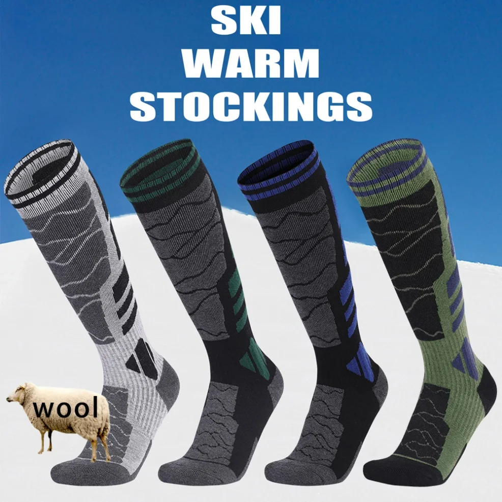

Merino Wool Cotton Winter Men Warm Ski Socks Thicker Sports Snowboard Cycling Soccer Socks High Elastic Thermal Socks
