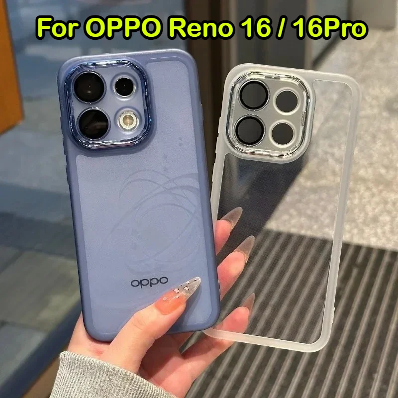 Fasion Simple Translucent Lens Film Protector Phone Cases for OPPO Reno 16 15 14 13 12 Pro Soft TPU Ultra-thin Shockproof Cover
