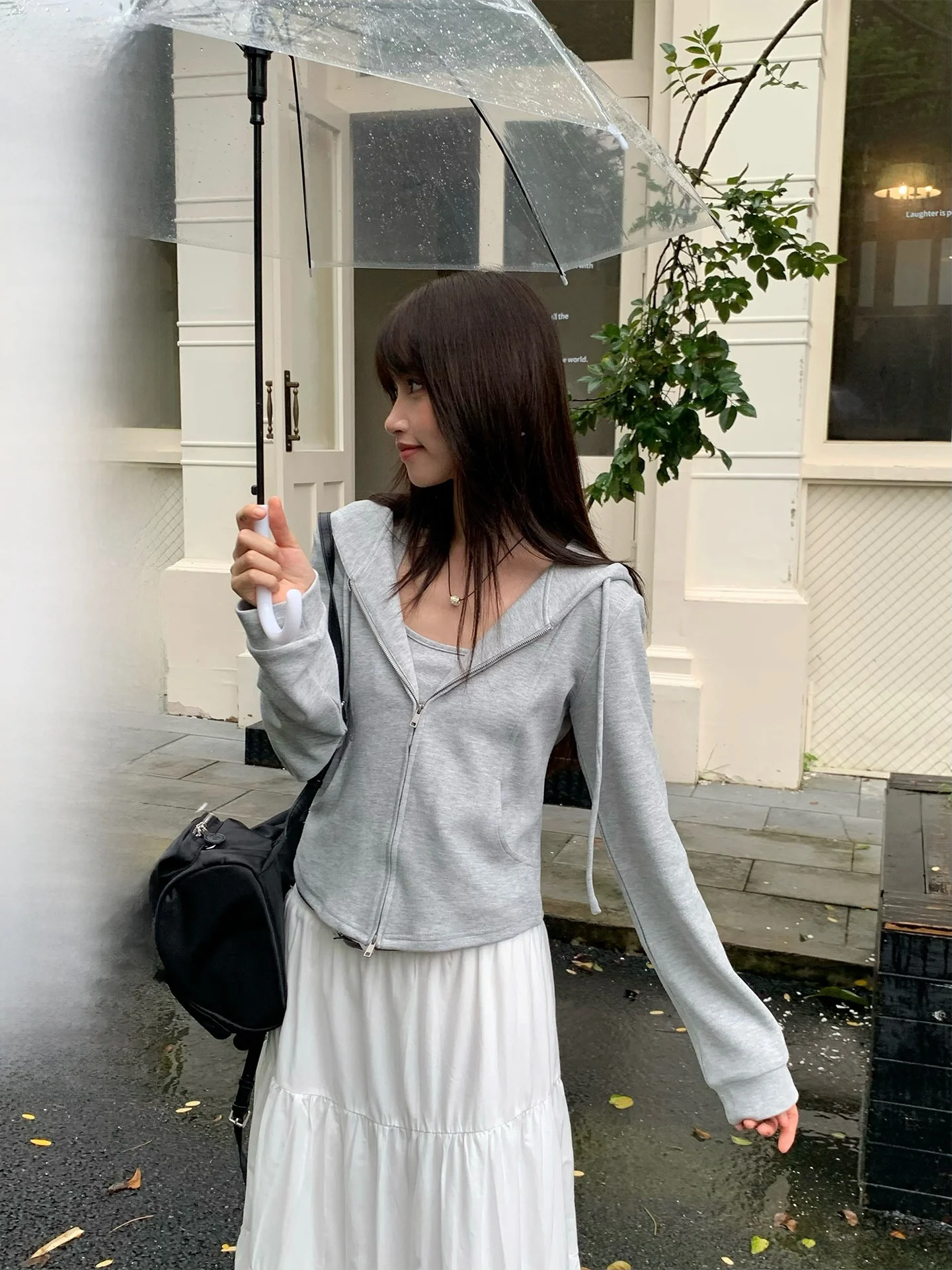 

Женский укороченный кардиган с капюшоном и длинными рукавами, комплект с жилетом, повседневный, для города, на молнии, с цветным дизайном