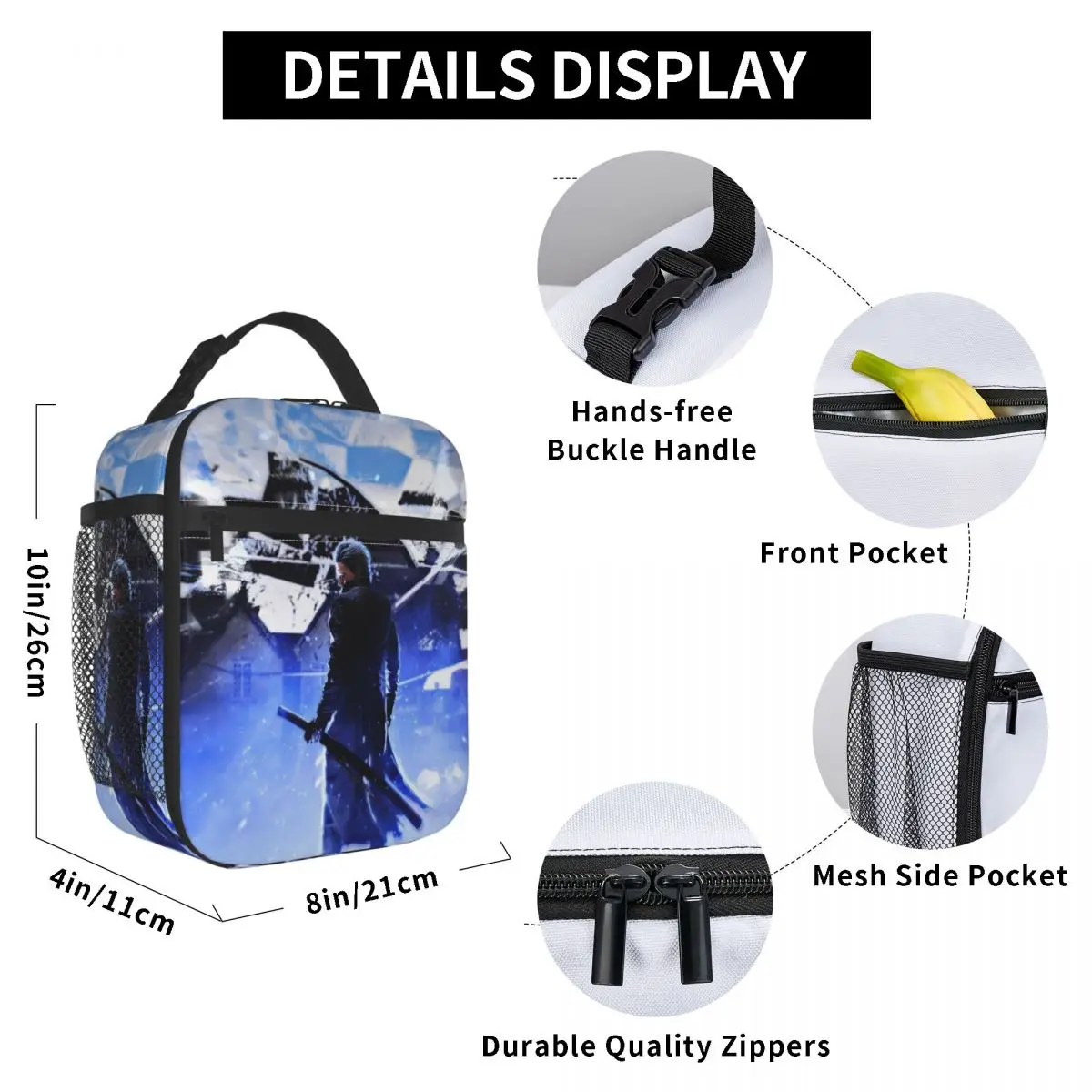 Vergil From The Devil May Cry Seri Insulated Lunch Bag for Women Office Cooler Thermal Food Box Tote Lunch Boxes Container