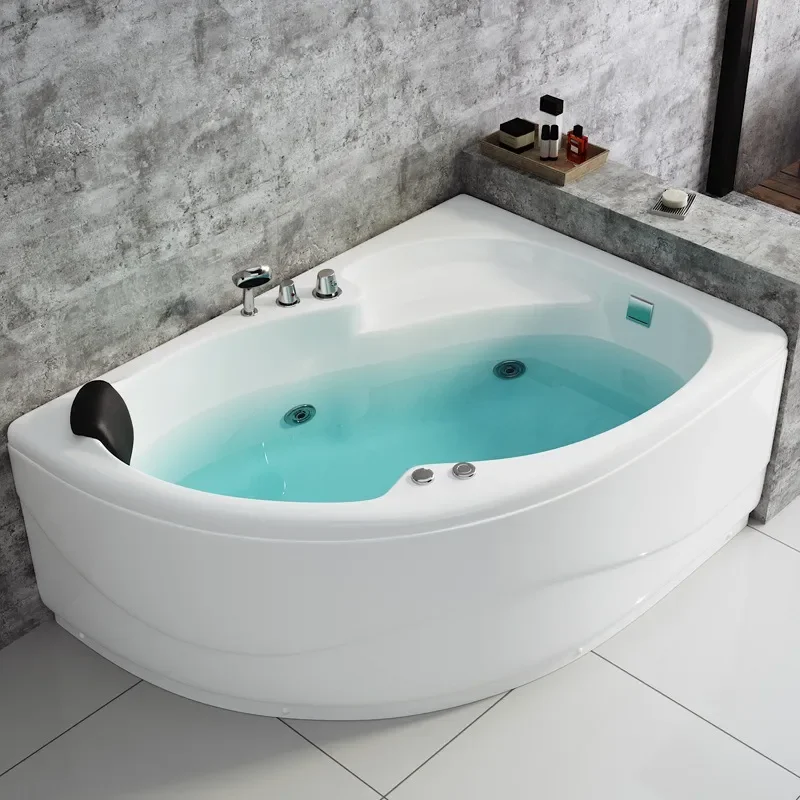 for Acrylic Bathtub Fan Shaped Independent Household Adult Constant Temperature Heating Surf Massage Pool Basin Triangular