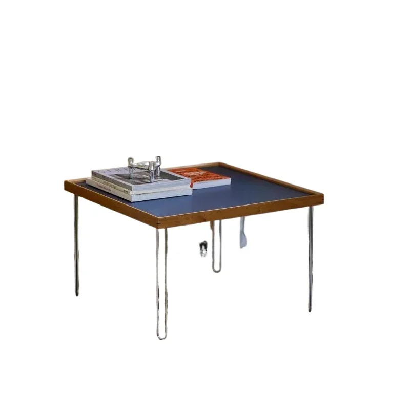 

House minimalist medieval Nordic home simple stainless steel medieval living room sand edge square coffee table small tea table