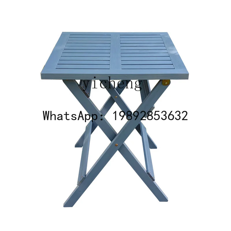 

ZZ Solid Wood Anti-Corrosion Table and Chair Outdoor Waterproof and Foldable Installation-Free Indoor Balcony Camping Picnic